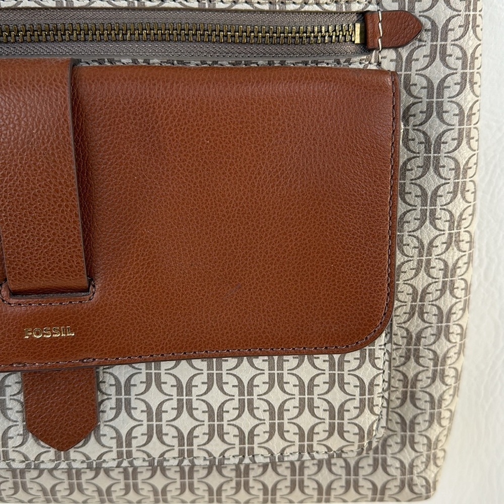 Fossil Two Tone Printed Design Leather Crossbody Bag - Picture 3 of 10